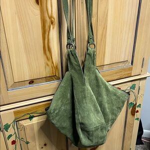 Free People Olive Green Suede Shoulder Bag